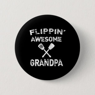 Flippin' Awesome Grandpa Fun Cooking Grilling Bbq 6 Cm Round Badge