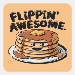Flippin' Awesome Pancake Stack Funny Breakfast Square Sticker