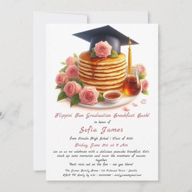 Flippin' Fun Graduation Breakfast Bash!  Invitation (Front)
