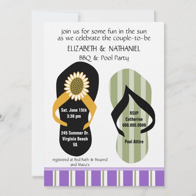 Flippin Out Couples Wedding Shower Pool Party Invitation (Front)