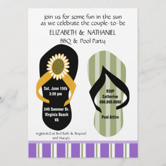 Flippin Out Couples Wedding Shower Pool Party Invitation