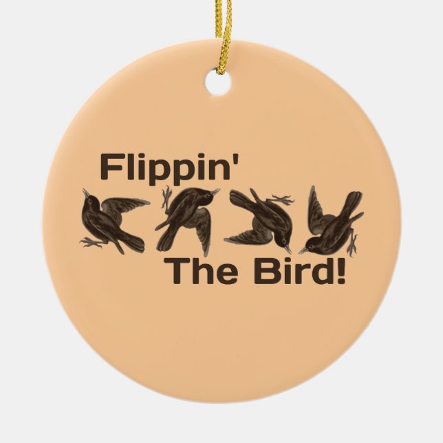 Flippin' The Bird Ceramic Tree Decoration (Front)