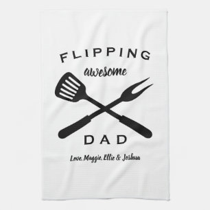 Flipping Awesome Dad   Gift Dad Men   Custom Name Tea Towel