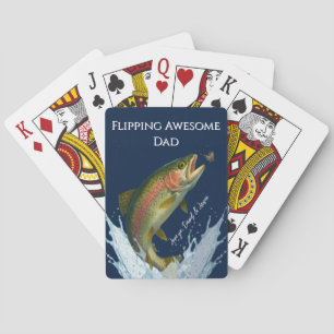 Flipping Awesome Dad Rainbow Trout Fly Fishing Playing Cards