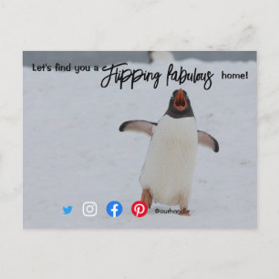 flipping fabulous real estate agent penguin postca postcard
