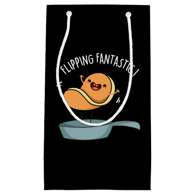 Flipping Fantastic Funny Pancake Pun Dark BG Small Gift Bag (Front)