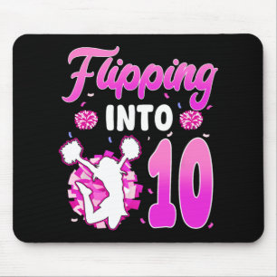 Flipping Into 10 Cheerleader 10th Birthday Girl Ch Mouse Pad