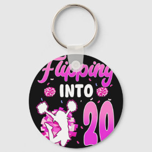 Flipping Into 20 Cheerleader 20th Birthday Girl Ch Key Ring