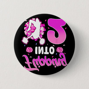 Flipping Into 2 Cheerleader 2nd Birthday Girl Chee 6 Cm Round Badge