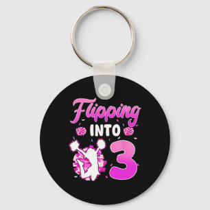 Flipping Into 3 Cheerleader 3rd Birthday Girl Chee Key Ring