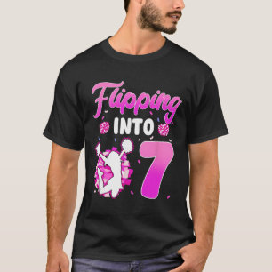 Flipping Into 7 Cheerleader 7th Birthday Girl Chee T-Shirt