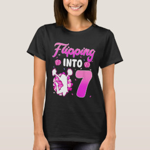 Flipping Into 7 Cheerleader 7th Birthday Girl Chee T-Shirt