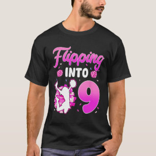 Flipping Into 9 Cheerleader 9th Birthday Girl Chee T-Shirt