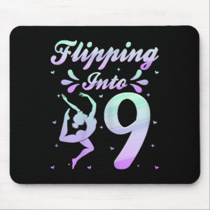 Flipping Into 9 Gymnast Gymnastics 9th Birthday Pa Mouse Pad