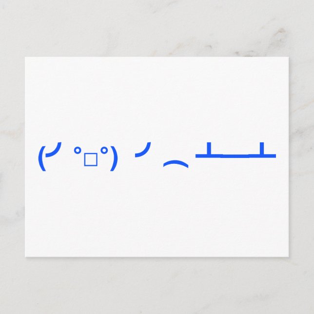 Flipping Tables Emoticon Meme Postcard (Front)