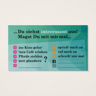 Flirt card "Interesting.." with contact fields