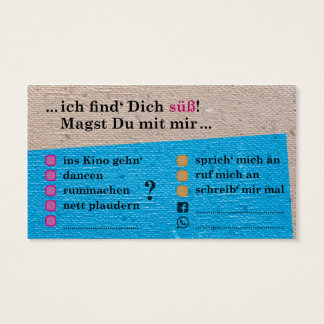 Flirt card "You're cute" with contact fields