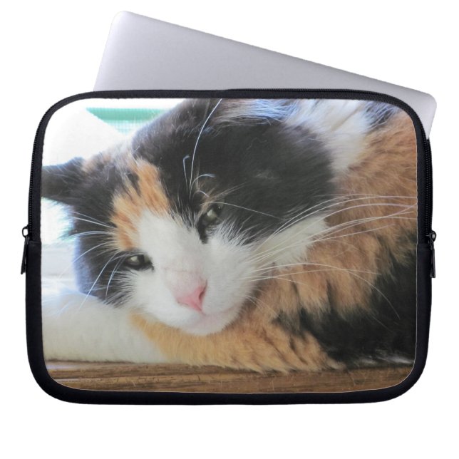 Flirtatious Calico Kitty Laptop Sleeve (Front)