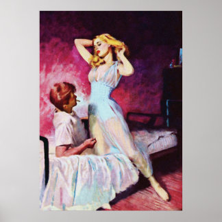 Flirting Couple Vintage Pulp Magazine Cover Art Poster