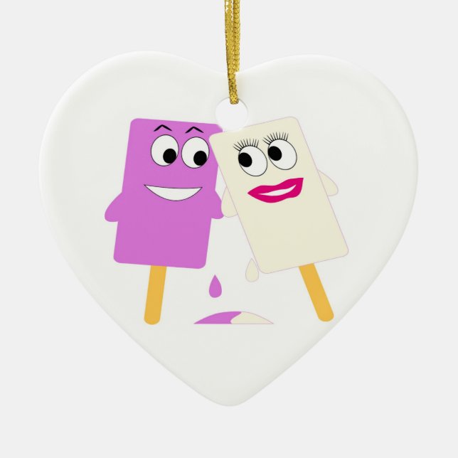 FLIRTING ICE CREAM POPS CERAMIC ORNAMENT (Front)