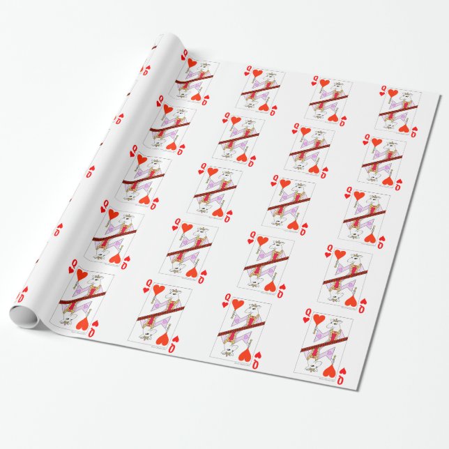Flirting Sheep Queen of Hearts Wrapping Paper (Unrolled)