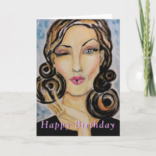 Flirting Woman Birthday Card