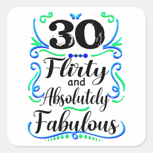 Flirty Absolutely Fabulous Vintage 30th Birthday Square Sticker (Front)