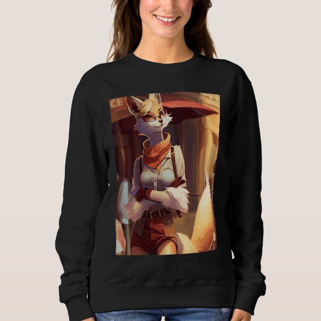 Flirty Anthro Furry Fox Girl CasualClothing Dapple Sweatshirt (Front)