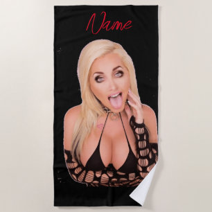 Flirty blonde Thunder_Cove Beach Towel