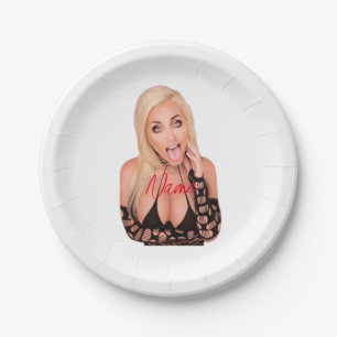 Flirty blonde Thunder_Cove Paper Plate