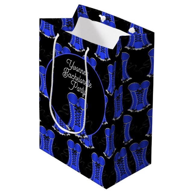 Flirty Blue Corset  Medium Gift Bag (Front Angled)