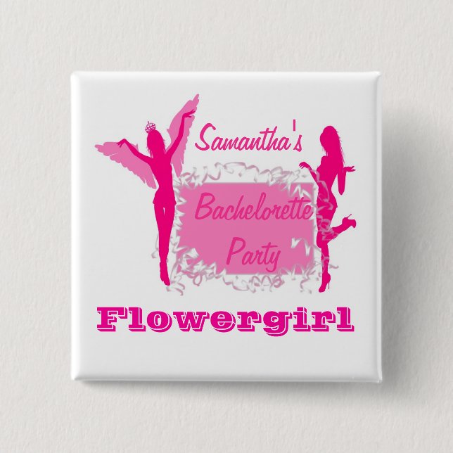 Flirty brides bachelorette party 15 cm square badge (Front)