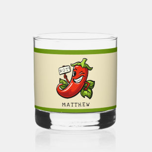 Flirty chilli personalised with name whiskey glass