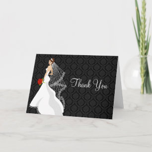 Flirty Ebony Bridal Shower Thank You Card