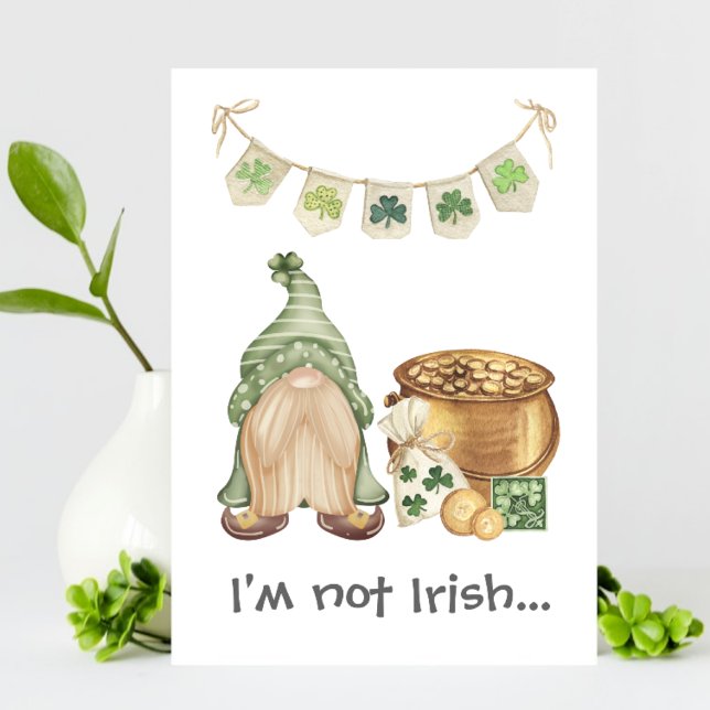 Flirty Gnome Shamrock Funny St Patricks Day Card (Creator Uploaded)
