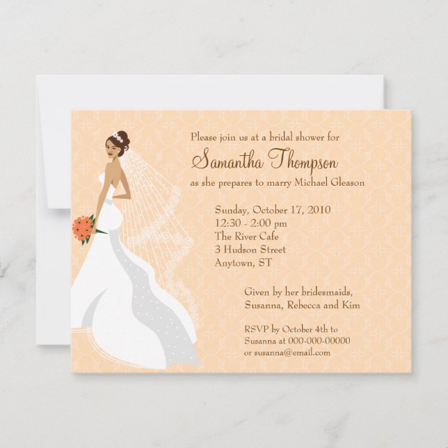 Flirty Peach Bridal Shower Invitation (Front)