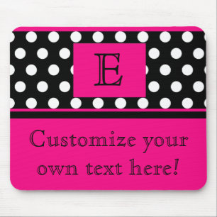 Flirty Pink and polka Dot Monogram mousepad