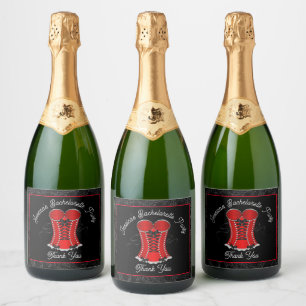 Flirty Red Corset Sparkling Wine Label