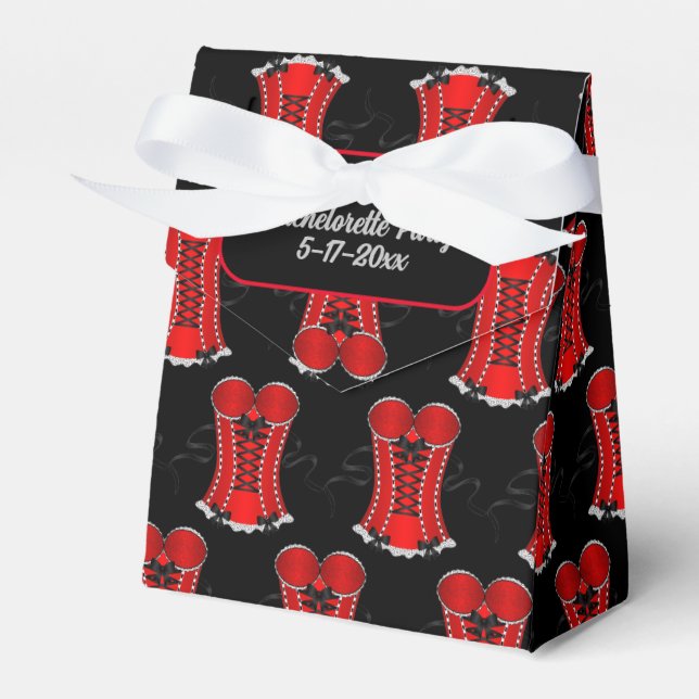 Flirty Red Corset Tent Favour Box (Front Side)