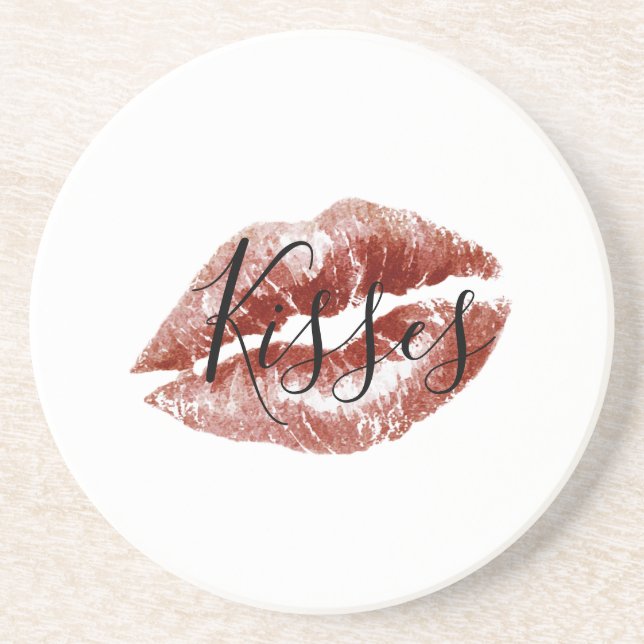 Flirty Red Lips Kisses Coaster (Front)