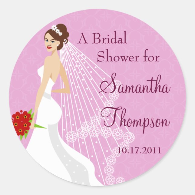 Flirty Rose Bridal Shower Sticker (Front)