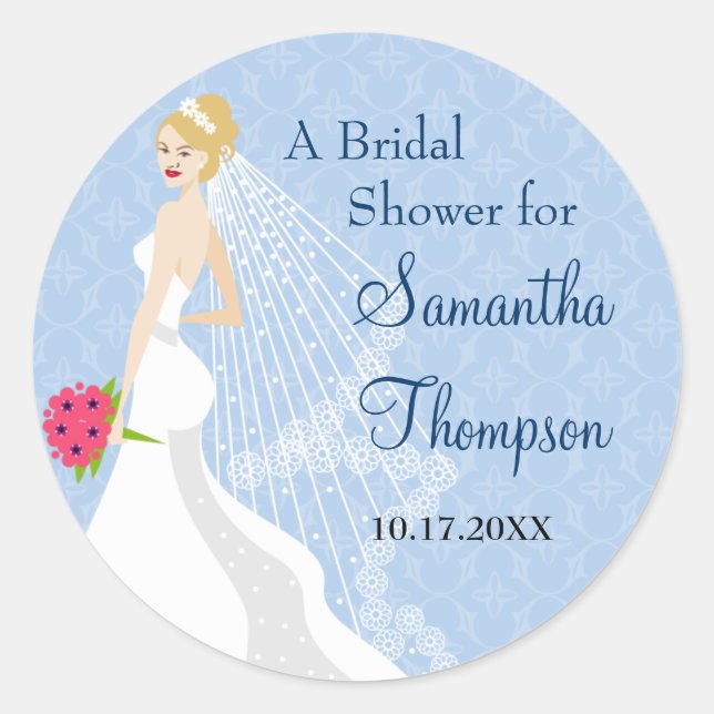 Flirty Sapphire 2 Bridal Shower Sticker (Front)