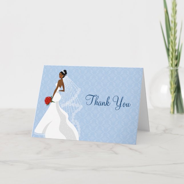 Flirty Sapphire Bridal Shower thank you Card (Front)