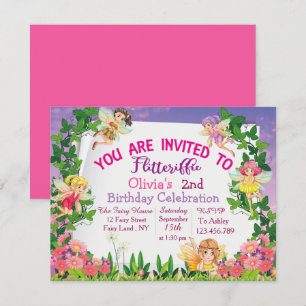 Flitteriffic Pink Magical Fairy Land 2nd Birthday Invitation