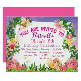 Flitteriffic Pink Magical Fairy Land Birthday Invitation