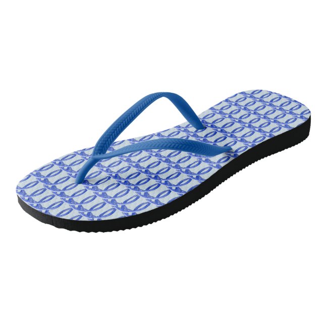 Fllip Flop - Blue Wicker Pattern Thongs (Angled)