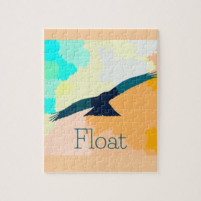 "Float" A stylized bird soaring over watercolour Jigsaw Puzzle (Vertical)