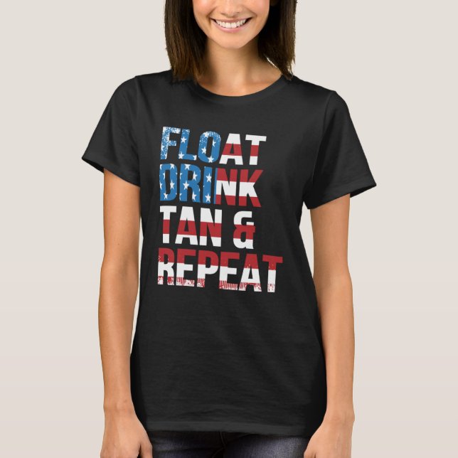 Float Drink Tan Repeat Summer Beach Vacation Vinta T-Shirt (Front)