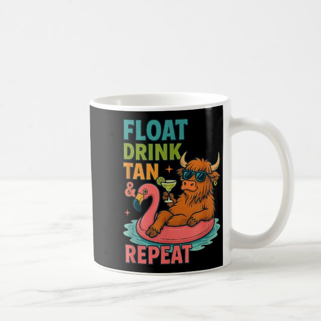 Float Drink Tan Repeat Summer Pool Fun Coffee Mug (Right)