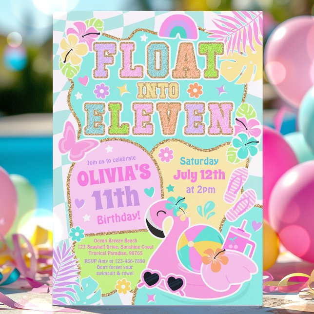 Float Into Eleven Varsity Preppy Girl 11th Party Invitation (Creator Uploaded)